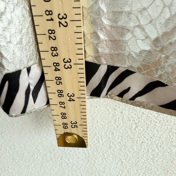 Y2K Wet Seal Snake Print Trench Coat Metallic Silver Jacket Womens S Vtg 2000s - Picture 9 of 9